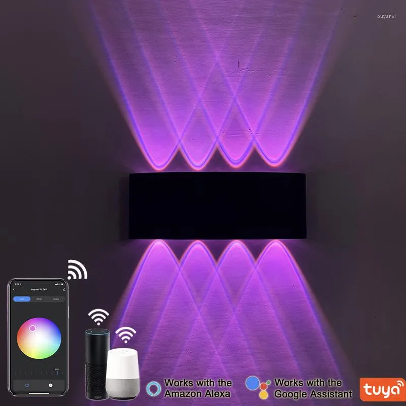 Wall Lamps Modern Aluminum RGB APP Control Lights IP65 Waterproof Lamp Bathroom Bedside Decoration Warm Light LED Garden Lighting