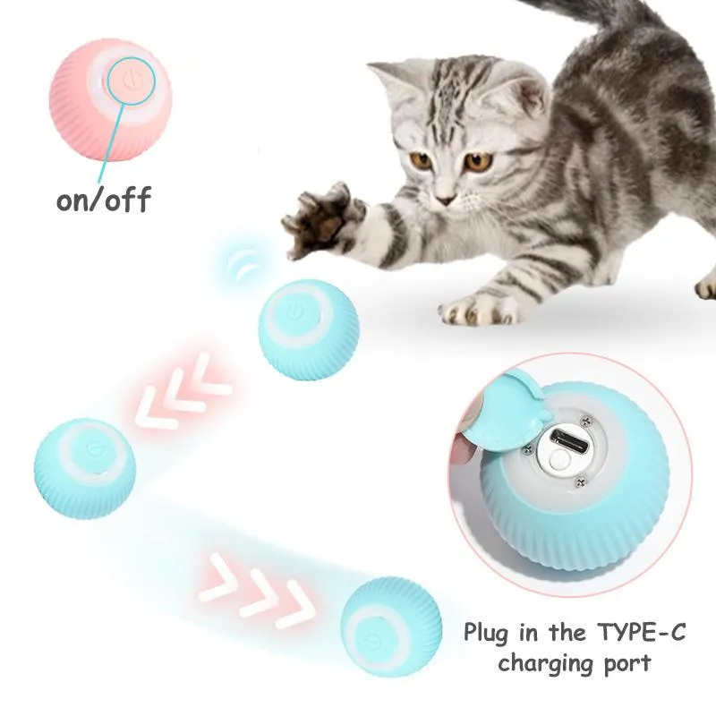 Toys Activity Cat Toy Automatisk boll rolig teaser Moving Track Ball Electric Rolling Interactive Scratcher Crinkle Hunting Smart