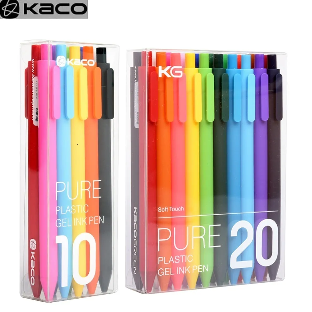 Ballpoint Pens Kaco 2010 Assorted Colors Retractable Gel 05MM Color ink Smooth Writing for Journals Notebooks Planner Drawing Stationery 230503