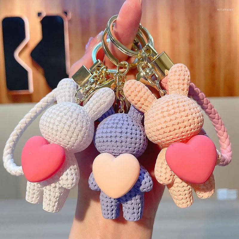 Keychains Cute Braid Love Keychain Creative Resin Doll Bag Hanging Car Key Chain Gift Wholesale Keyring Girl Fashion Woman