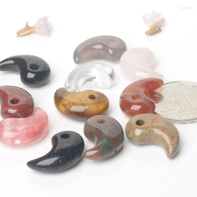 Hangende kettingen 17x30x10mm 10 stcs/lot Agates/Jaspers/kwarts/tijger eye hangers komma vorm voor ketting sieraden maken snuisterij cadeau