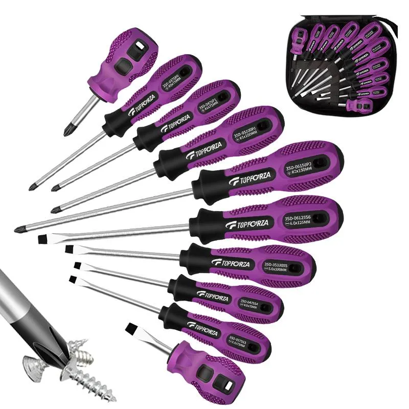 Schroevendraaier 10pcs CRV Steel Screwdriver Set Magnetic Phillips Slotted Bit Screw Drivers Kit Flathead Multitool Household Repair Hand Tools