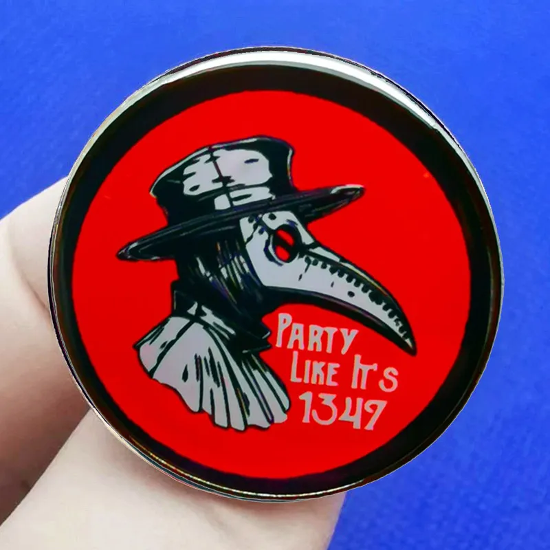 Plague Doctor Party Enamel Pin Cute Anime, Movie, And Game