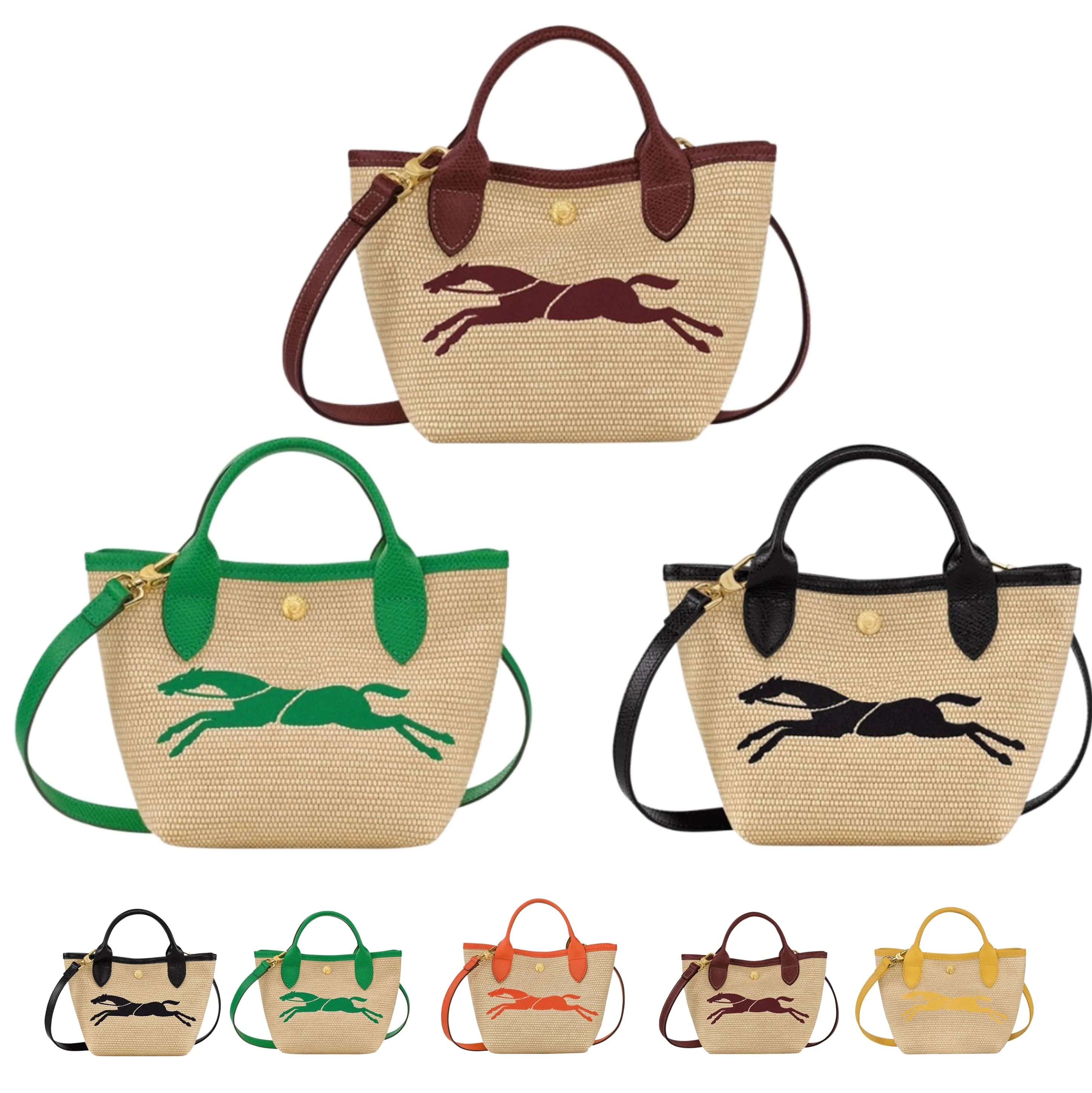 Womens Weave Longchammp Designer The Tote Bag Mens Top Handle Handbag