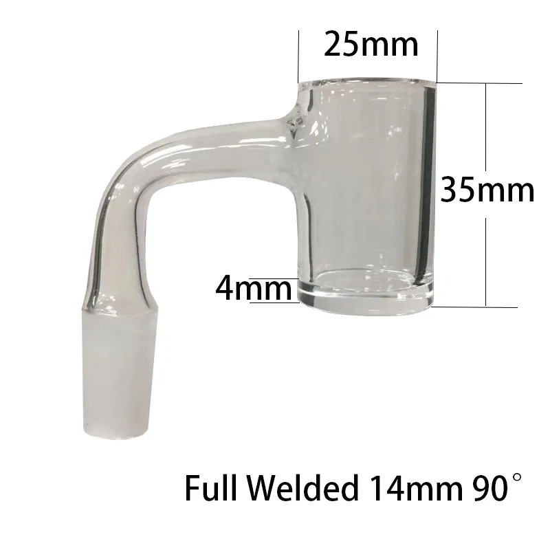 25mm Full Welded Quartz Banger Nail Bowls 10mm 14mm Male 90 Degree Flat Top Oil Wax Bangers Rigs For Water Oil Bubbler Pipes Hookah Bong Wholesale