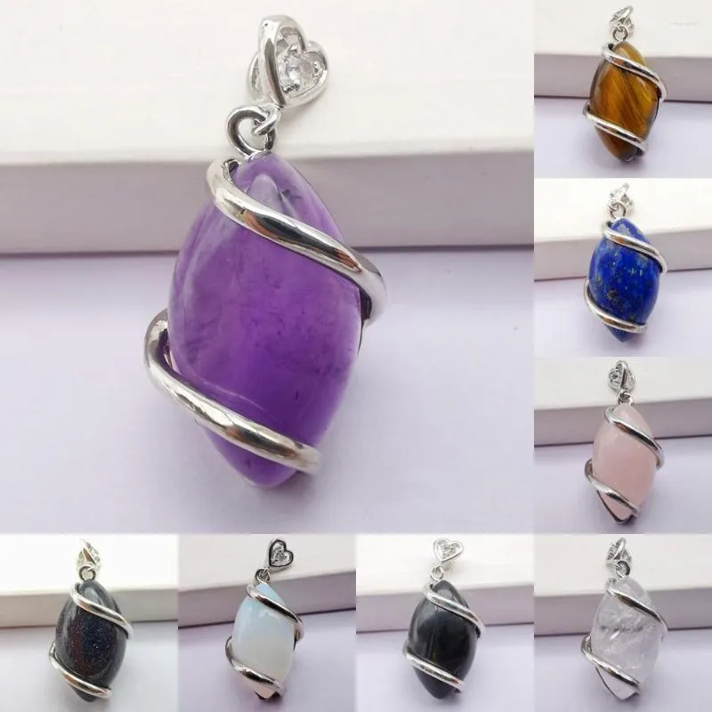 Pendentif Colliers Tigereye Violet Rose Cristal Clair Lapis Opale Bleu Grès Pierre Perle GEM Cheval Oeil Bijoux Pour Cadeau