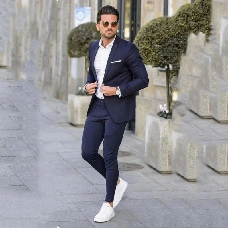 Ternos masculinos Blazers Men Ternos Slim Fit Business Combiness Suit Wedding Groom Groom 2 Jaqueta de Jaqueta Pontas Notch Capel Formal Casual Suitão 230503