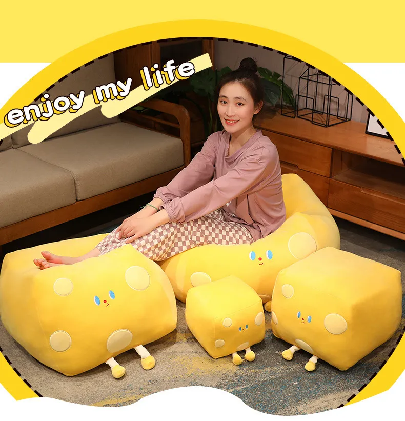 Smiley Face Plush Pillow Pillow Large Size Cute Yellow Square