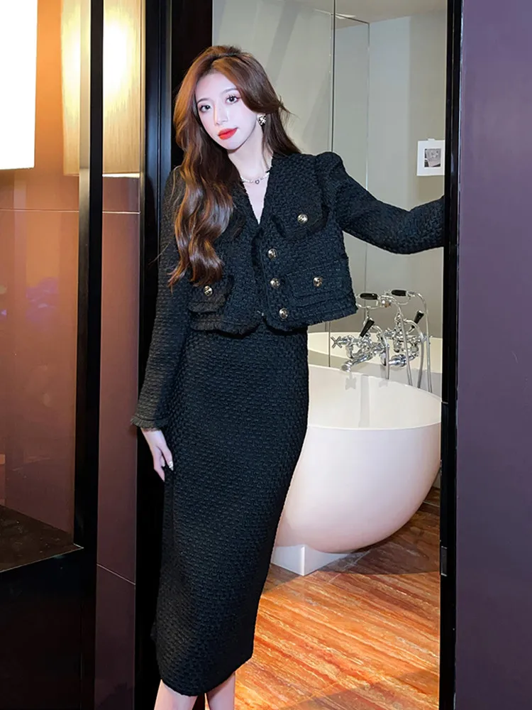 Midi Skirt Suit 1950s Pencil Skirt Outfit Two Piece Dress WIGADFHK