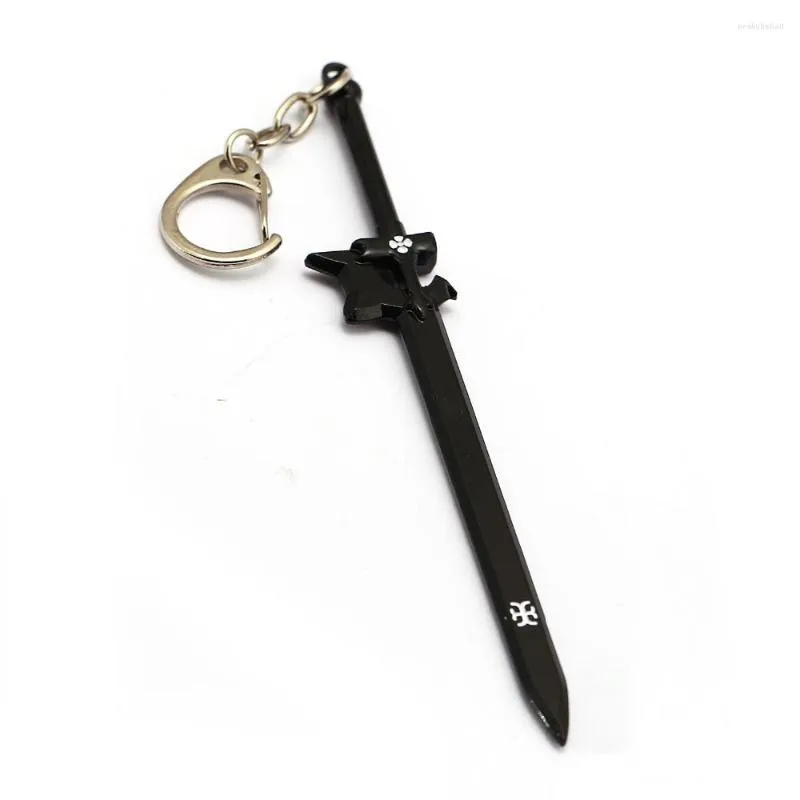 Keychains Anime Sword Art Online Keychain Kirigaya Kazuto Black Metal Elucidator Scabbard Key Ring Car Pendant SAO Chain Jewelry