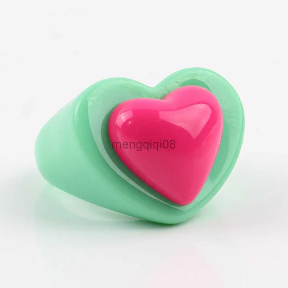 Anillos de banda FishSheep coreano acrílico gran corazón dulce para mujeres niñas moda Color caramelo resina grueso fiesta joyería accesorios Y23