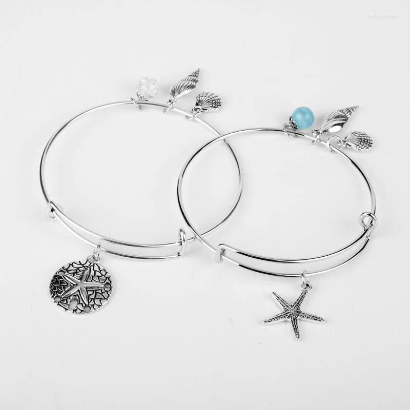 Bracelets de charme Summer Beach Sereia Starfish Shell Conch Bohemian Bangle Bangle de pulseira ajustável Jóias