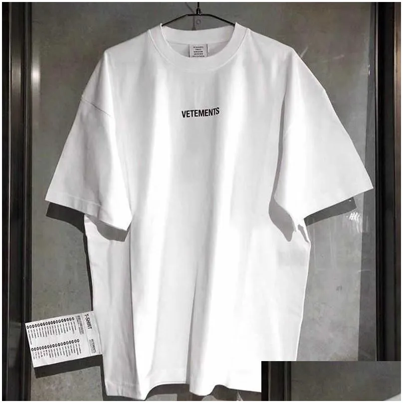 vetements t shirt men woman short sleeve big tag hip hop loose casual embroidery vetements tees black white tshirts top tees x0726