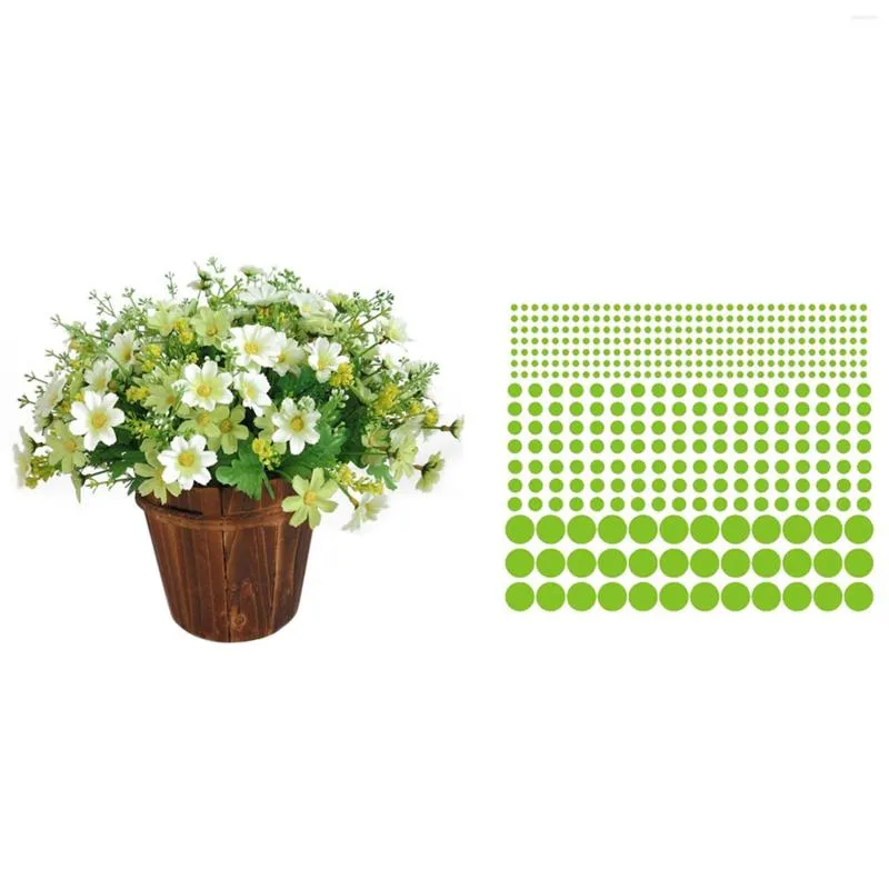 Decorative Flowers 1 Bouquet 28 Heads Artificial Fake Daisy Flower & 407 Pcs Diy Glow In The Dark Wall Stickers Fluorescent Round Dot