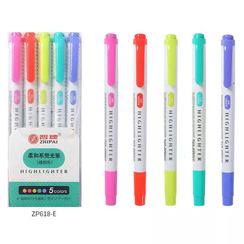 Wholesale Kawaii Double Tip Highlighter Pen Marker Set 5 Candy Colors For  Manga, Midliner, Pastel, And Stationery 230503 From Kuo10, $8.2