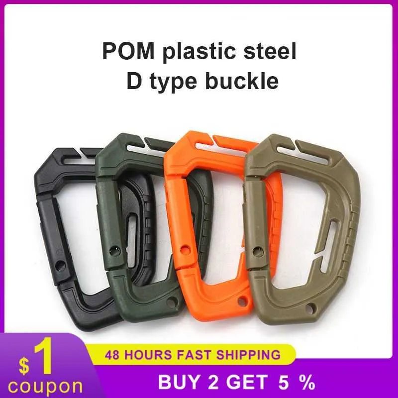 5 PCScarabiners Buckle Clip Outdoor Camping Big Tool D Buckle Plastic Steel Molle Quick Hook Backpack Tactical Carabiner Molle Buckle Hook P230420