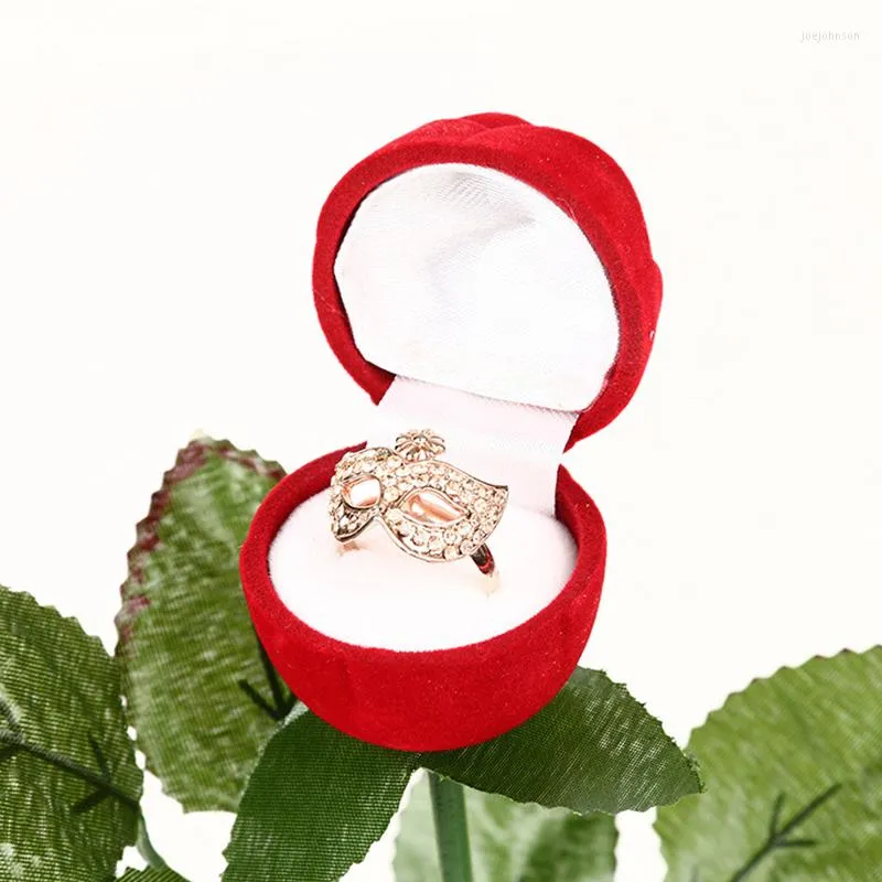 Schmuckbeutel Rose Blume Ring Box Beflockung Displa Verpackung Hochzeit Vorschlag Verlobung Valentinstag Aufbewahrungsbox Geschenkbox Großhandel