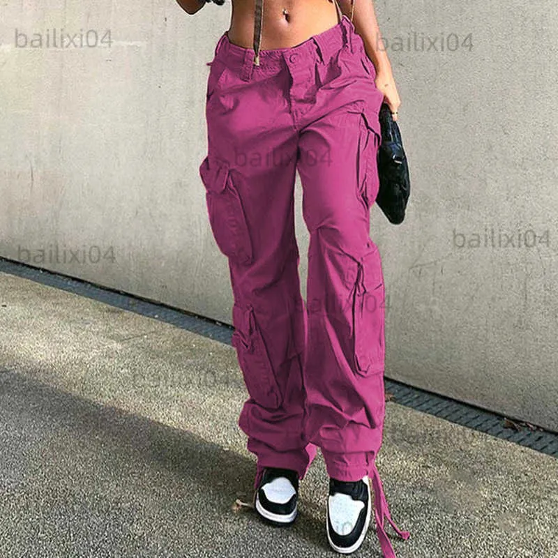 Calças femininas Capris 90s Cargo Pant Jeans Mulheres Streetwear Roupas Femininas Roupas Vintage Hippie Baggy Cintura Baixa Jean Brown Calças Outfits para Mulher T230503