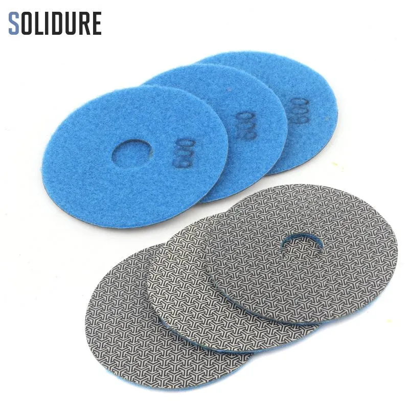 Polijstpads 4inch Grit 600# Elektrokaplanmış Elmas Tekerleği Pileşim Pedi Hızlı Kaldırma Kıyafet Cam Beton Taş Zımparalama Disk Metal Parlatma