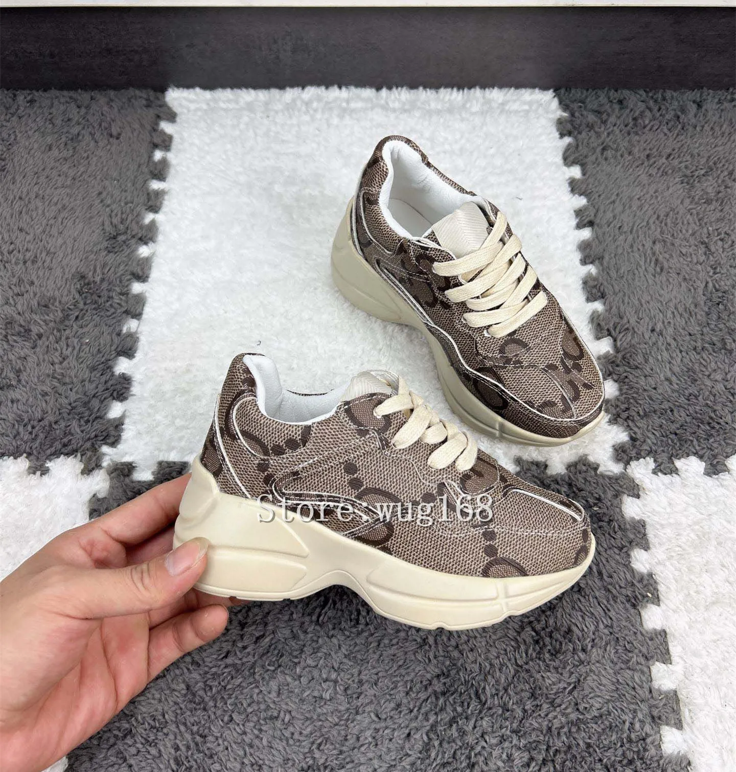 Luxury Genuine Leather And Canvas Kids Kids Running Shoes With