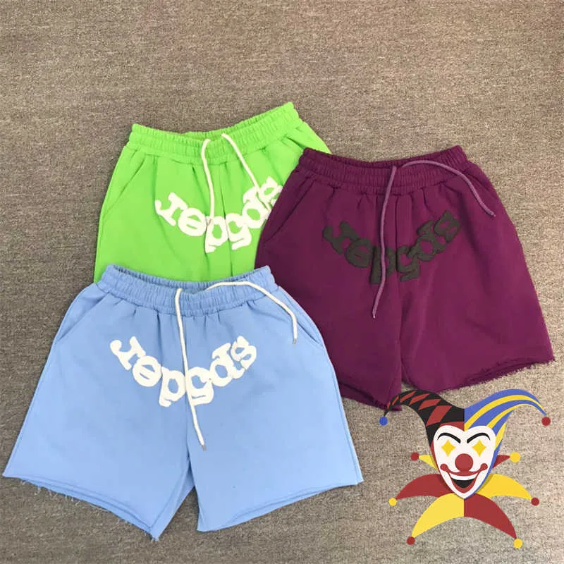 Men's Shorts Foam Print Sp5der Young Thug 555555 Wed Purple Shorts Men Women Spider Wed Oversized Breeches J230503