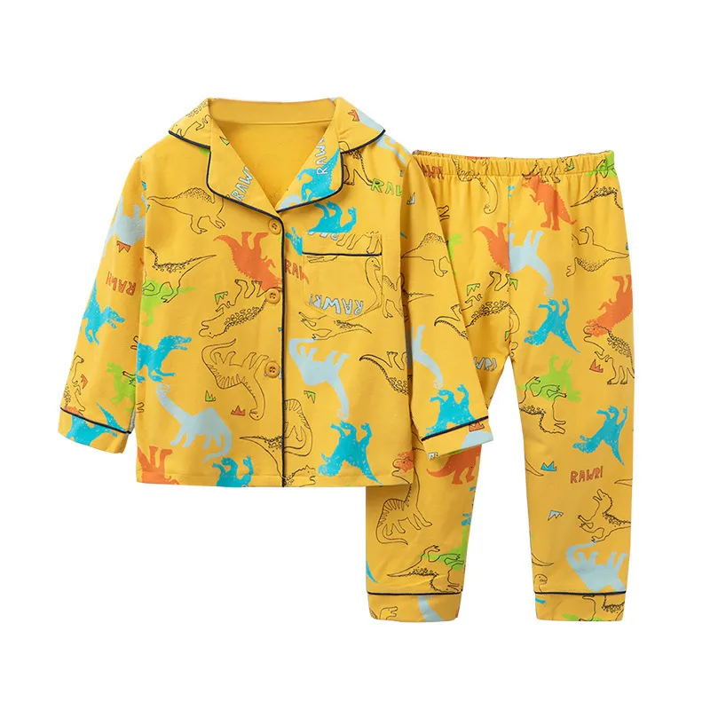 Pyjamas SAILEROAD D'été Garçons Manches Longues Pyjamas Filles Ensemble Dinosaures Pyjama Coton Enfants Pijama Enfants Vêtements De Nuit 230503