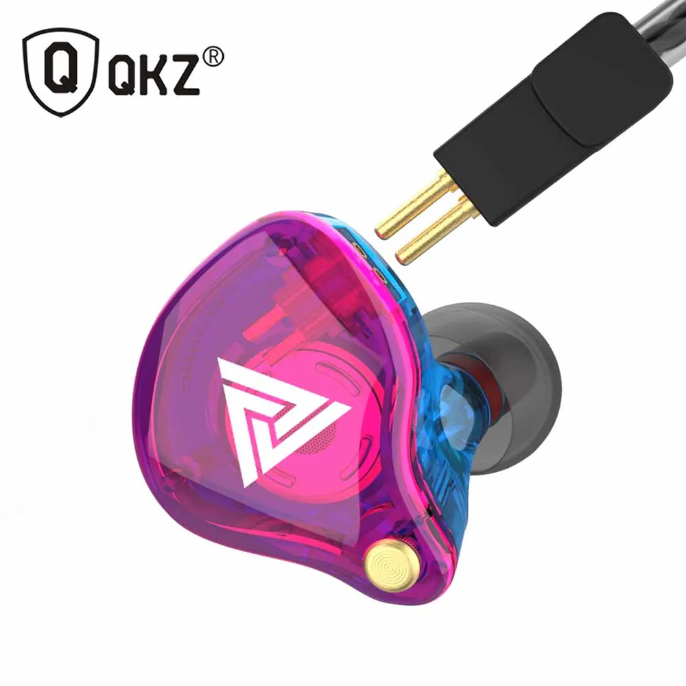 QKZ VK4 ملونة DD في سماعات سماعة أذن أذن HIFI ضوضاء إلغاء سماعات الأذن مع سماعة رأس الكبلات التي تم استبدالها MIC