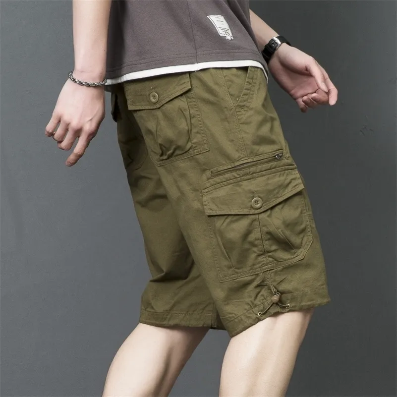 Shorts pour hommes été longue longueur Cargo Shorts hommes salopette coton multi-poches pantalon culotte tactique militaire Shorts grande taille 5XL 230503