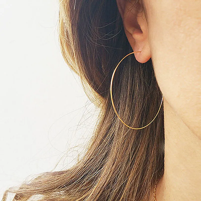 Tiny Thin Hoop Earrings: Handmade Lightweight Huggie Hoops Large