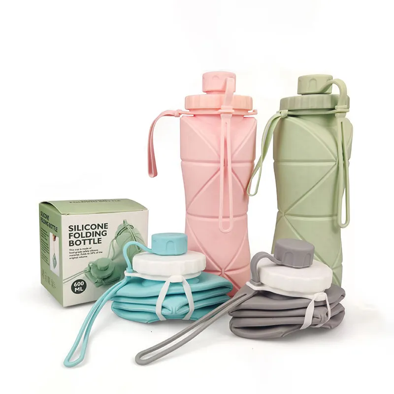 Zusammenklappbare Wasserflasche Aus Silikon – Faltbar, Für Reisen, Wandern & Camping (grau + Blau)