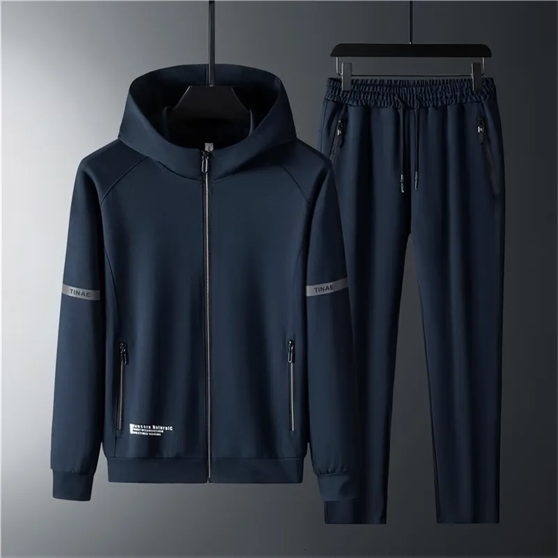 Męskie dresy męskie Zestawy Męskie Jogging Homme Tracksuit Mężczyźni Autumn 2 -częściowe bluzy z kapturem swobodny kardigan mąż mąż sportowy odzież 8xl 230503