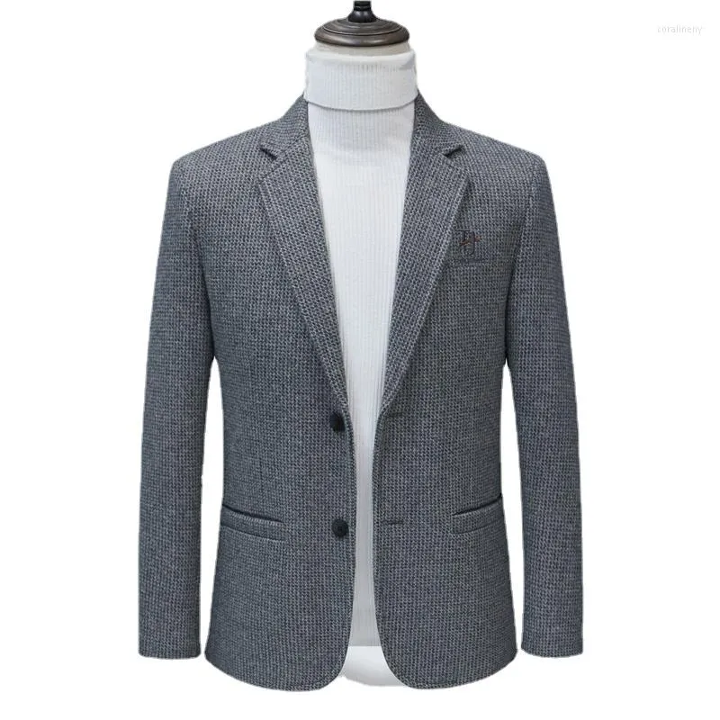 Costumes pour hommes Style britannique mode printemps et automne décontracté hommes solide Blazer coton mince angleterre costume Blaser Masculino mâle veste