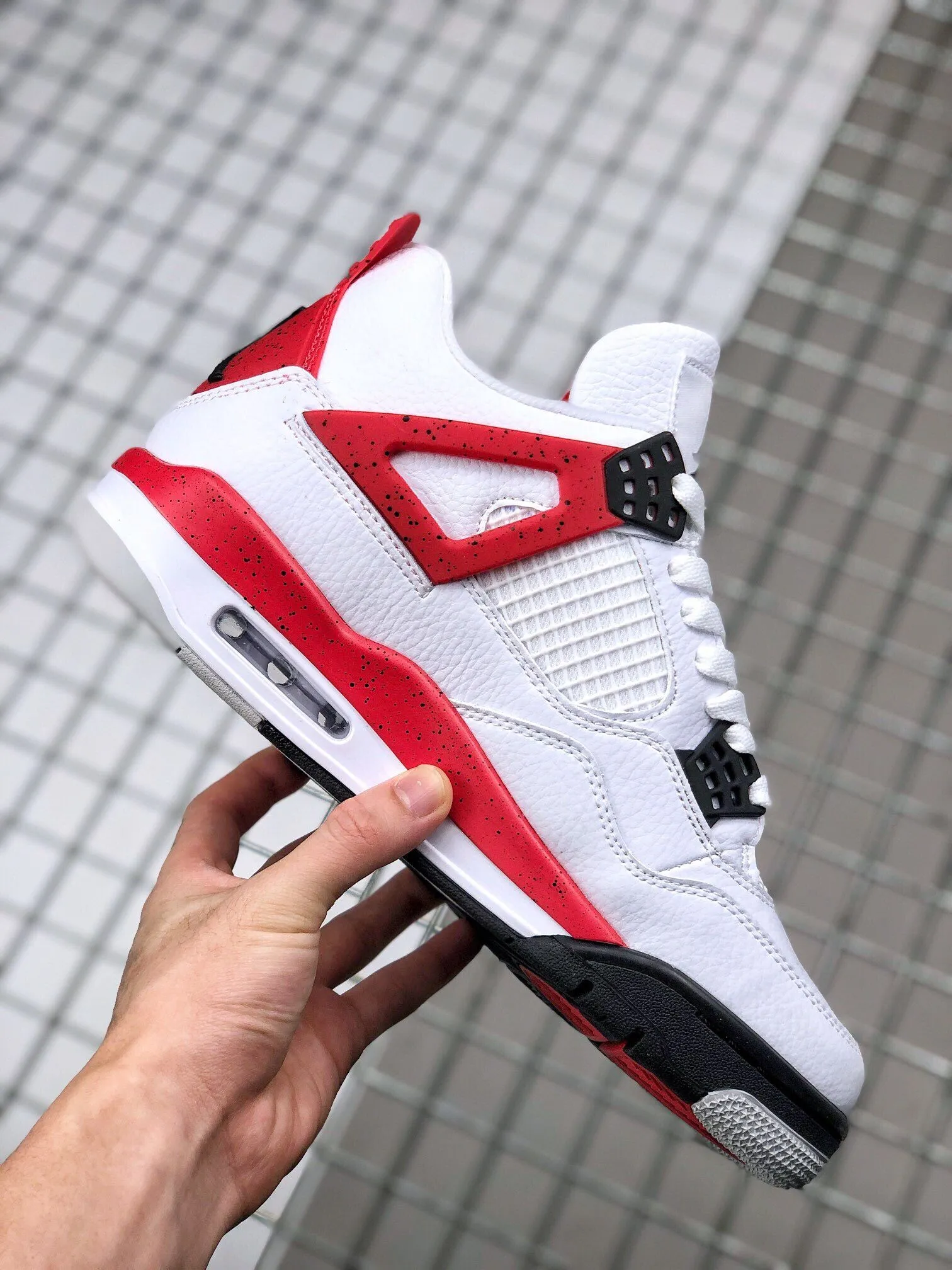 2023 Jumpman 4 Retro Red Cement Basketball Sneakers White Fire Red Black Grey