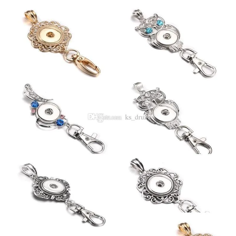 Kluczowe pierścienie Noosa Snap Button biżuteria Piękne złote klęsce kryształowe 18 mm guziki smyczowe glawe smyczowe dla kobiet upuszcza dostawa dhcdt