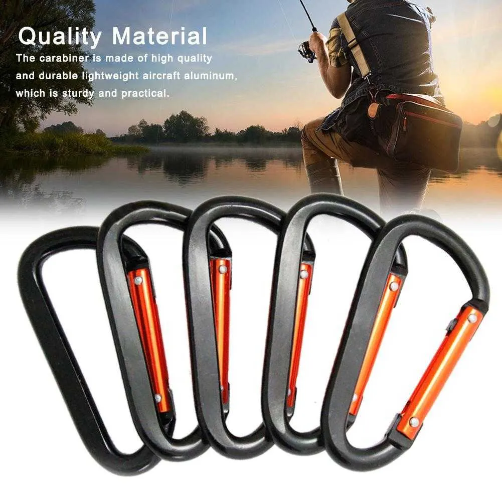 5 PCSCARABINERS 5pcs carabiner كبيرة الألومنيوم سبيكة عملية الخطاف العملي معدات تسلق مفاتيح متعددة الوظائف carabiner 3.98 سم*7.61 سم p230420