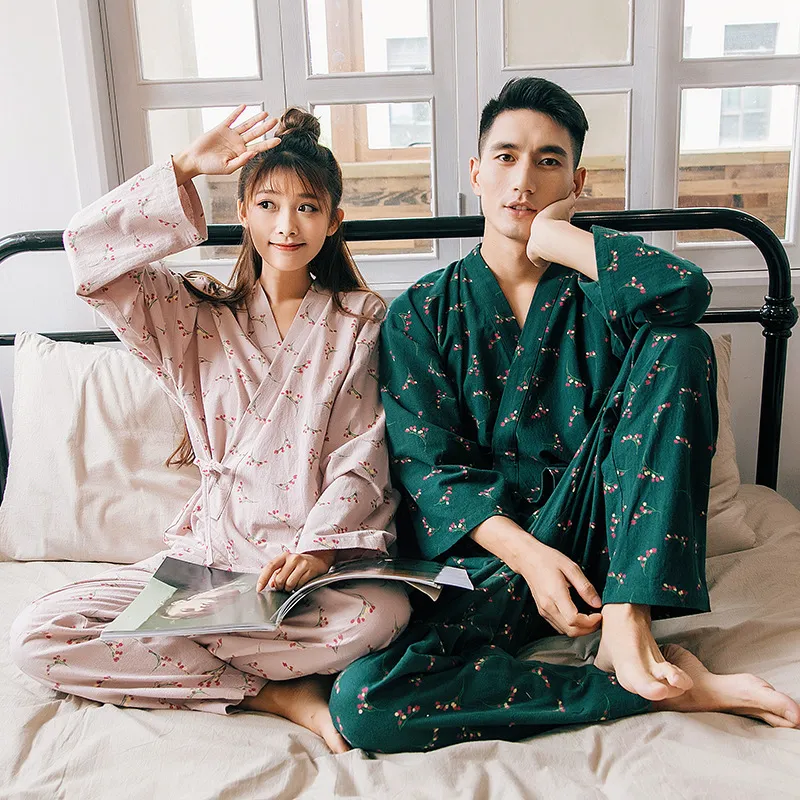 Japanese Style Cotton Kimono Yukata Pajama Set For Couples Indoor Outdoor Sleepwear With Spa Sauna Couples Robes Top And Pants For Men And Women From Oscaranne 27.3 DHgate.Com