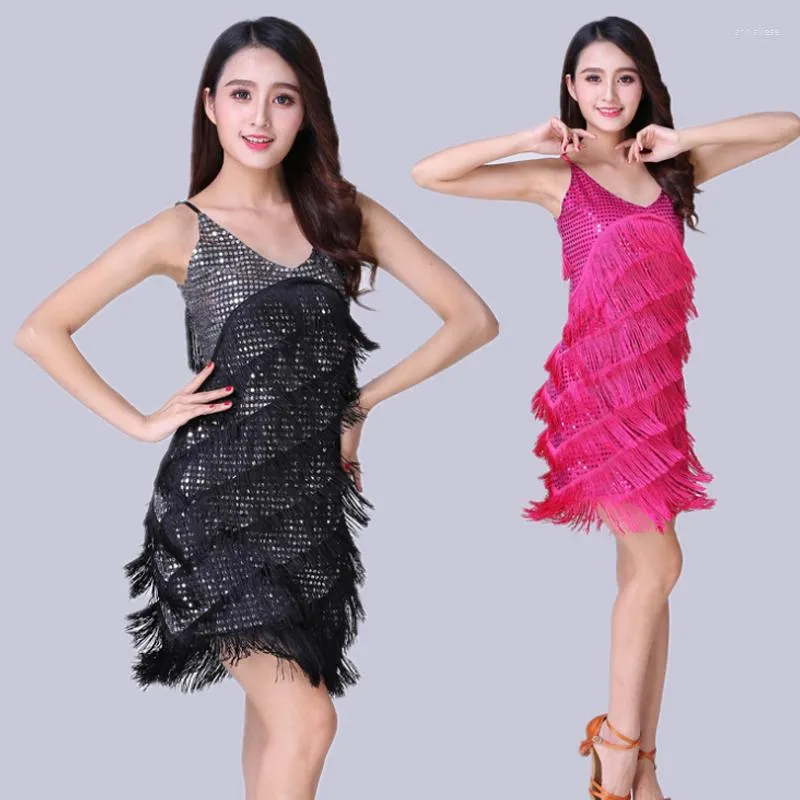 Stage Wear Women Party Ballroom Latin Tango Jazz Rumba Samba Modern Fringe Tassel Dance Salsa Salsa Dress