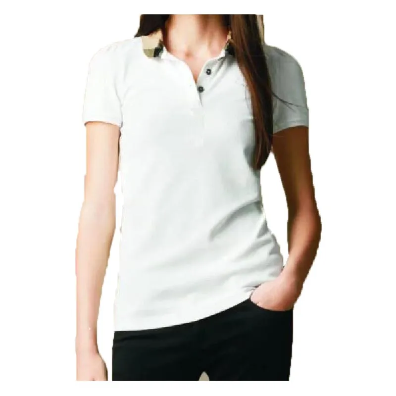 Breathable Embroidered Polo Sleeve Henley T Shirt For Women Top