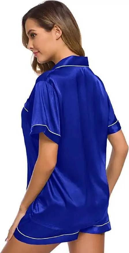 Silk Satin Pajama Set For Women Short Sleeve Satin Sleepwear With Button  Down Design, Sizes S XXL HKD230727 From Misihan02, $15.06