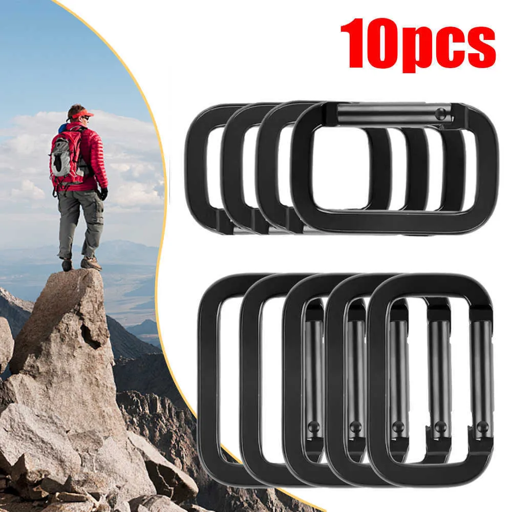 5 PCSCarabiners 10pcs Square-Ring Carabiner Buckles Spring Carabiners Snap Hooks Clip Keychain Outdoor Backpack Pendant Buckles Camping Tools P230420