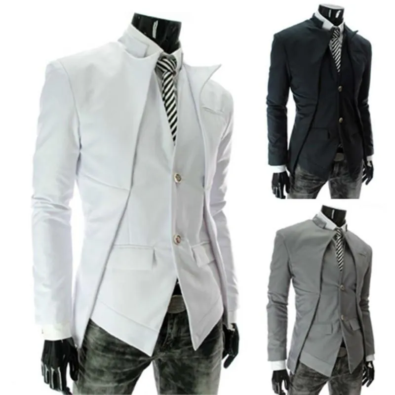 Herrenanzüge Blazer Marke Britischer Stil Schlanke Herren Herren Stilvolles Design Blazer Casual Business Fashion Jacke Schwarz Grau Weiß