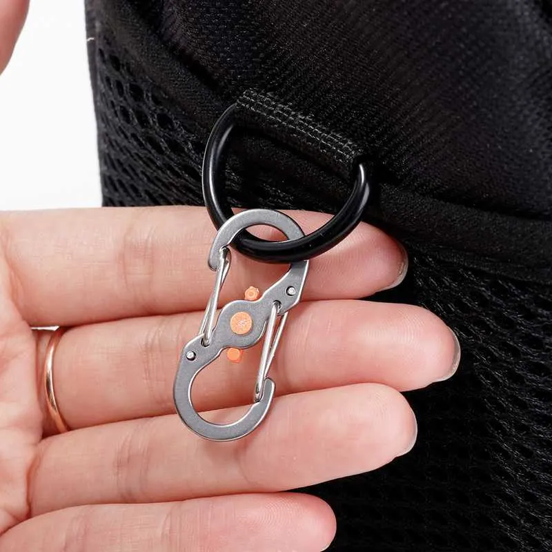 Keychain With Lock Feature Aluminum Alloy Mini Carabiner Keychains 3.5 cm 8-Character Buckle Lock ...