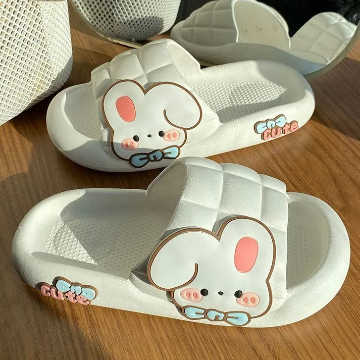 Pantoufles mignon lapin pantoufles femmes intérieur maison salle de bain anti-dérapant diapositives chaussures semelle souple plage été sandales femmes pantoufles 230503