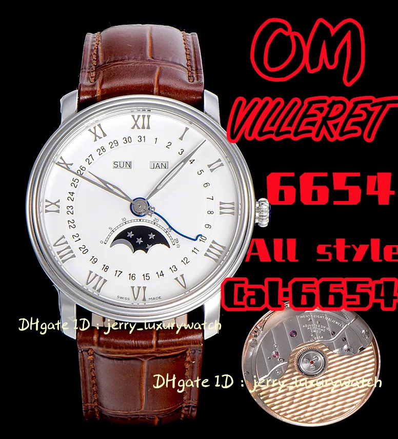 OM 6654 Villeret Perpetual Calendar Luxury Men 's Watch Cal.6654 316L Fine Steel Case 40mm.silver White One의 자동 기계적 움직임