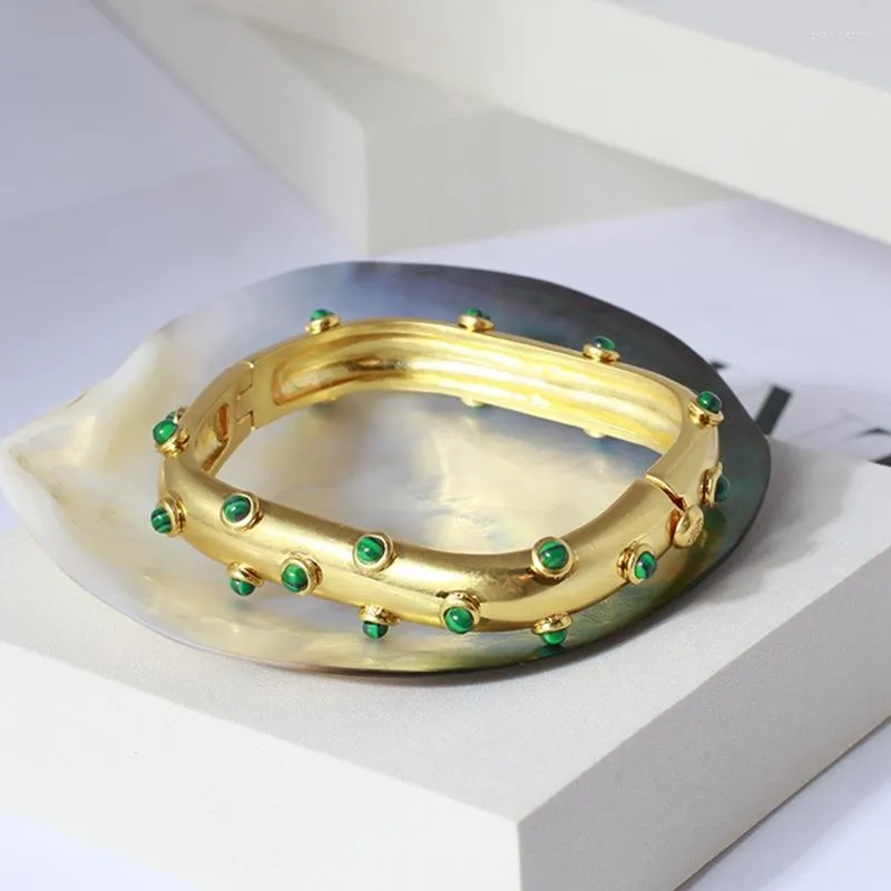 Bracelet Européen Et Américain Carré En Trois Dimensions Incrusté Vert Rose Pierre Bracelet Bijoux Pour Femmes
