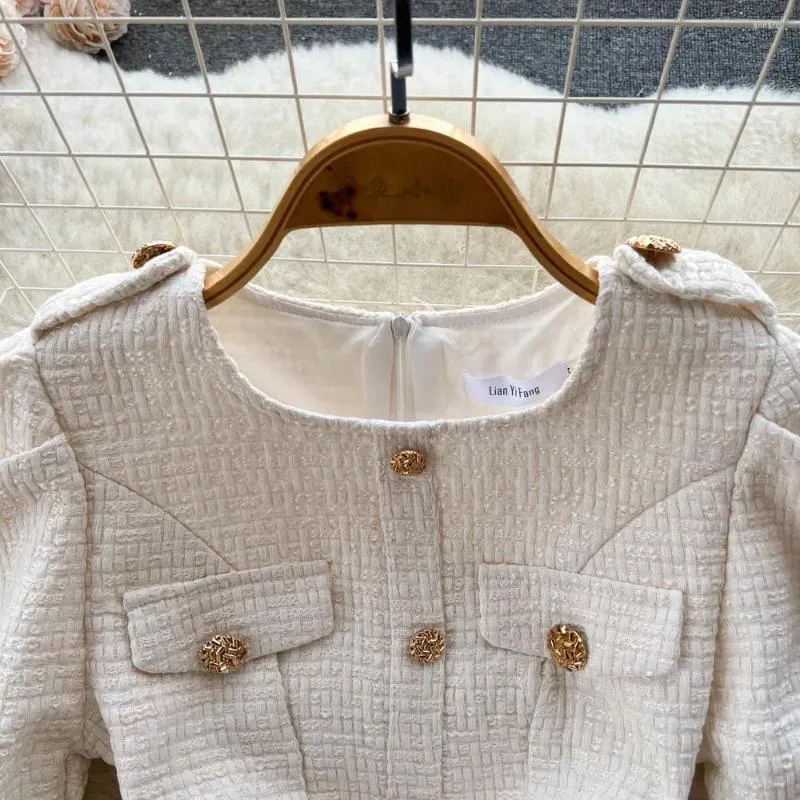 Womens Tweed Dress With Long Sleeves And Gold... From Julia_dress, $40.31  In Bulk | DHgate.Com
