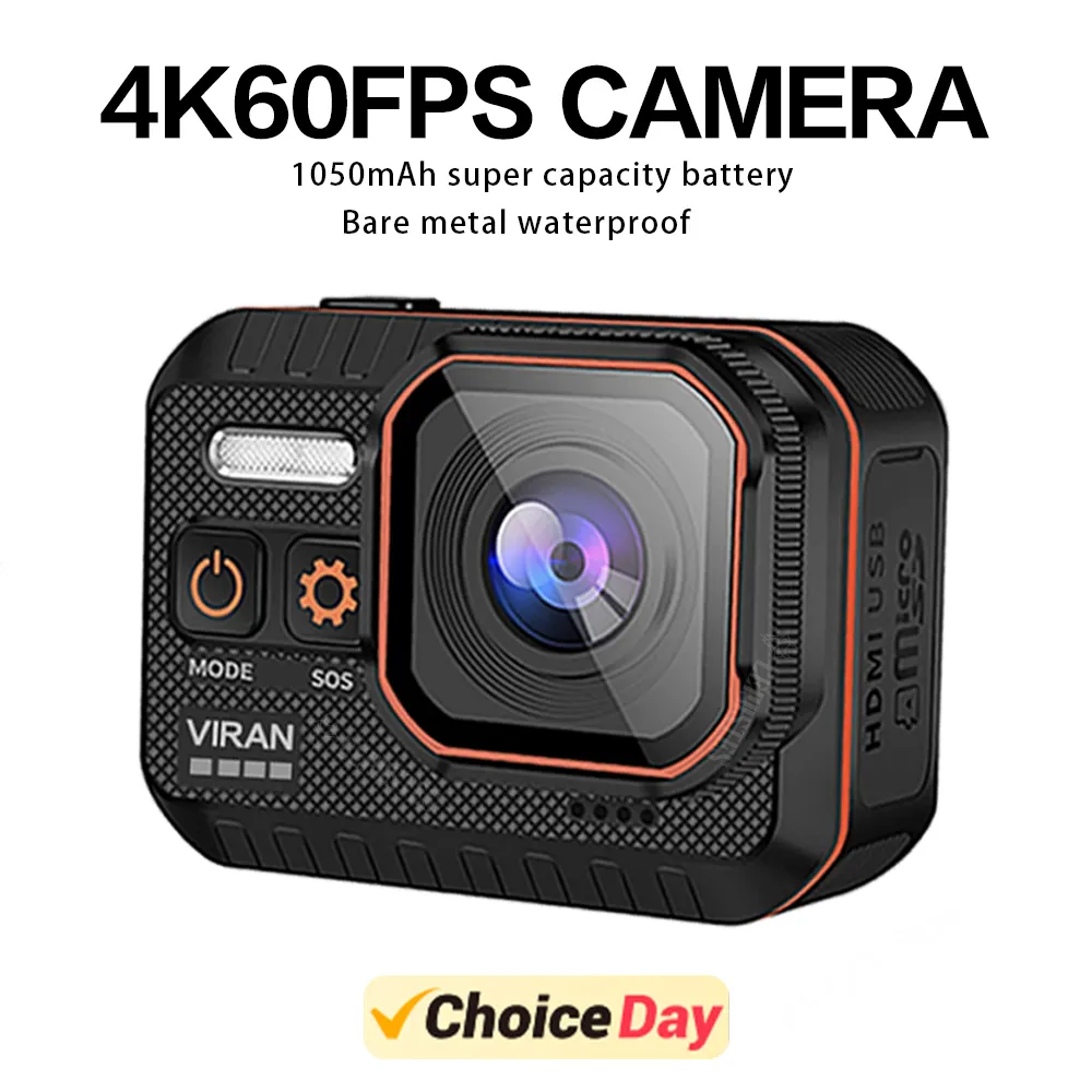 Digital Cameras CERASTES Action 4K60FPS With Remote Control Screen Waterproof Sport drive recorder Sports Helmet Cam 230503