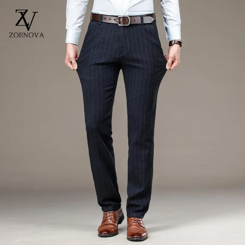 Formalne spodnie męskie Blazers proste elastyczne oddychające paski zimowe swobodne spodnie kruche eleganckie męskie garnitury biznesowe taty