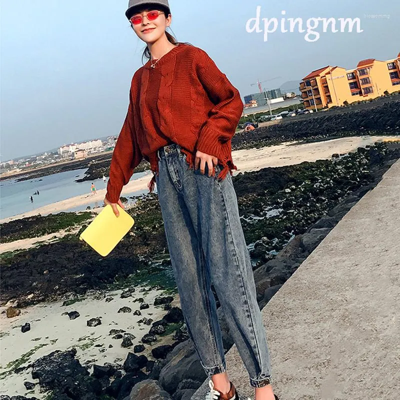 Women's Jeans Grey Button Front Boyfriend 2023 Autumn Casual Streetwear Trousers Women Solid Tapered Denim Pants