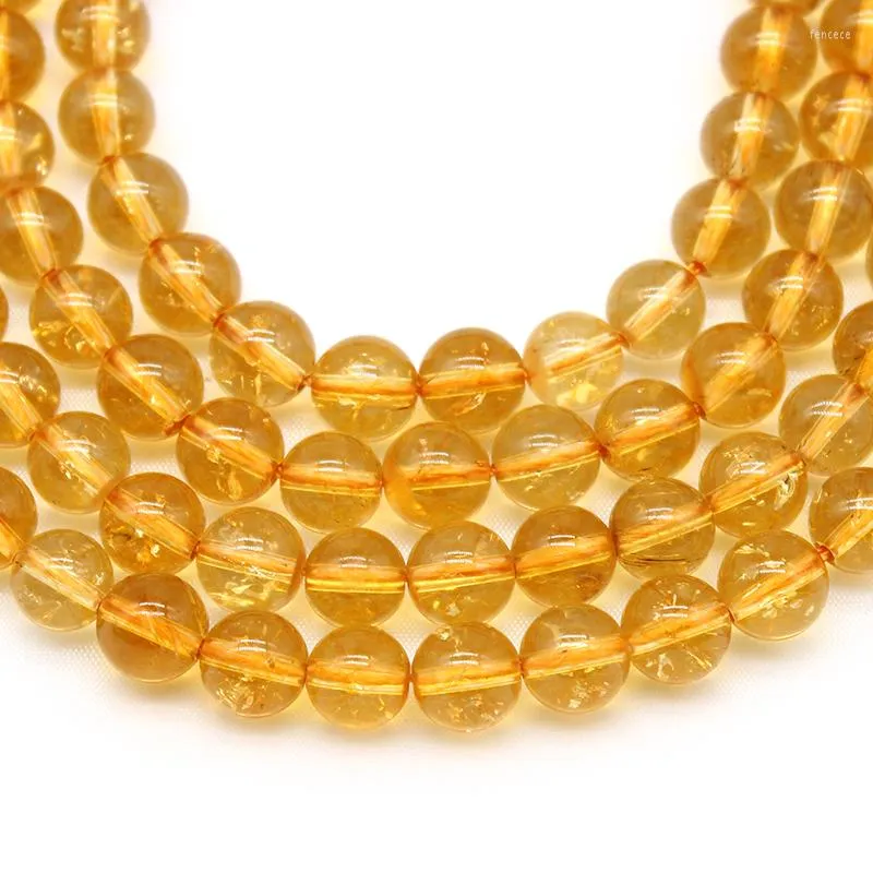 Perlen Natürliche Gelbe Citrine Kristallstein Rund Lose Für Schmuckherstellung DIY Halskette Armband Zubehör 15'' 6/8/10mm